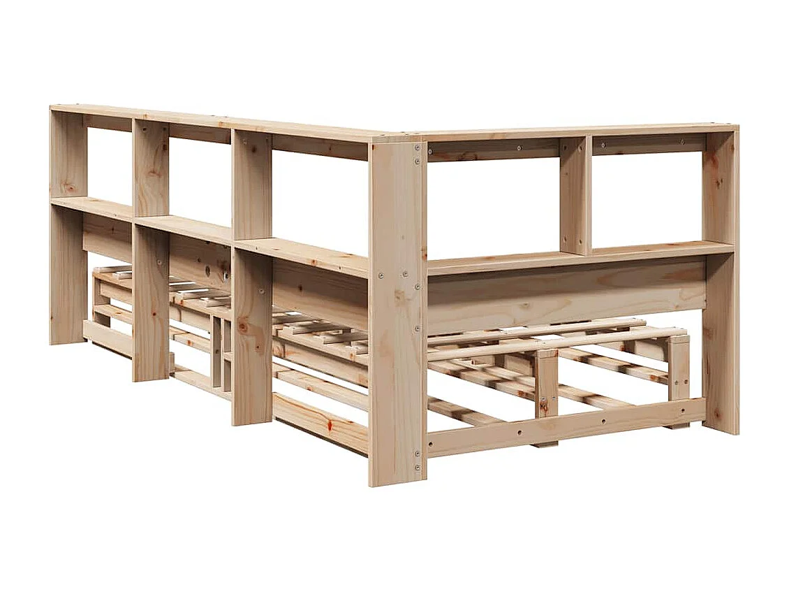 Cama con estantería sin colchón madera maciza de pino 90x200 cm