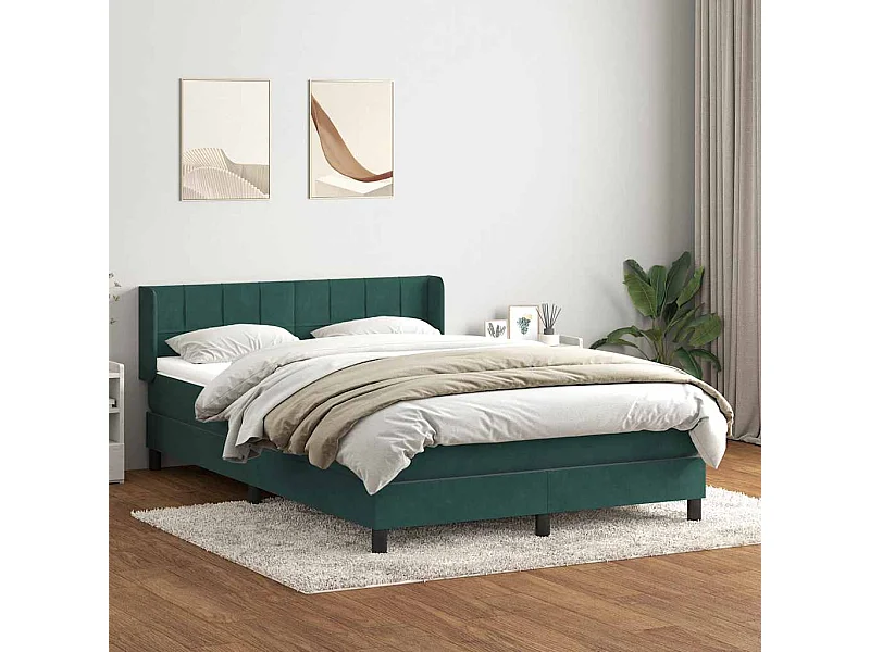 Boxspring met matras fluweel donkergroen 140x210 cm