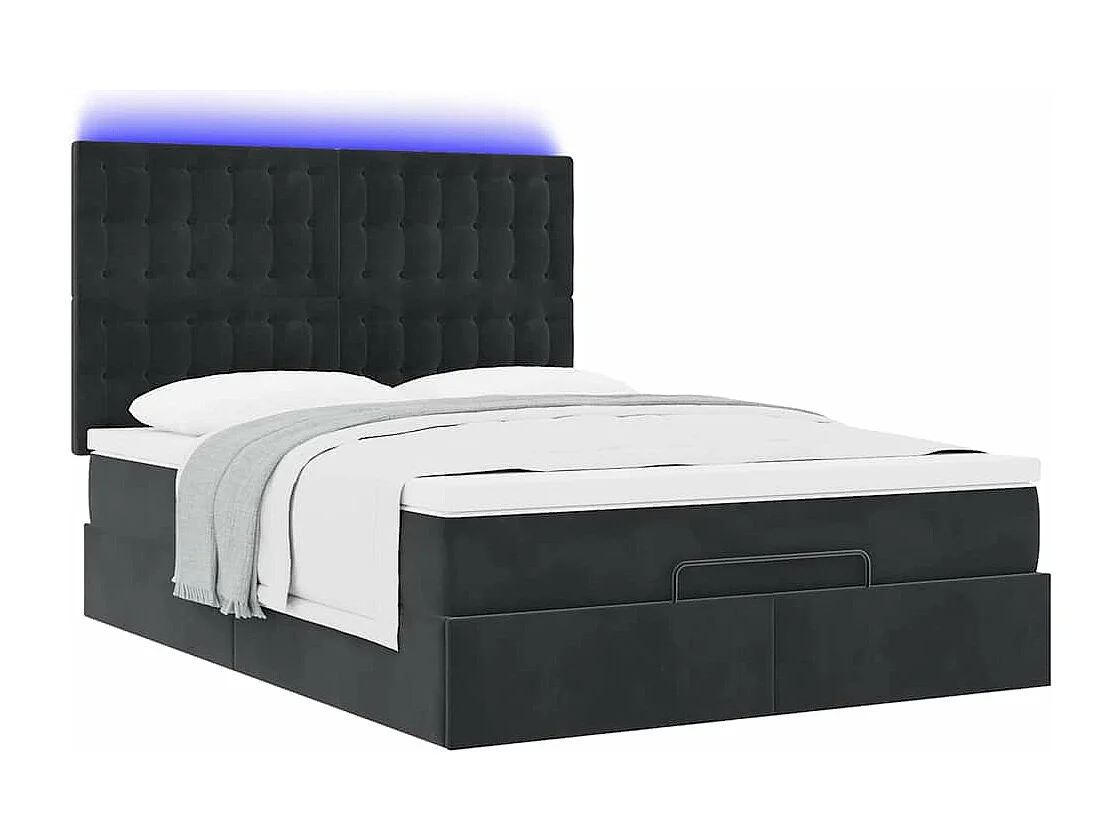 Estrutura de cama otomana com colchões 140x190 cm veludo preto