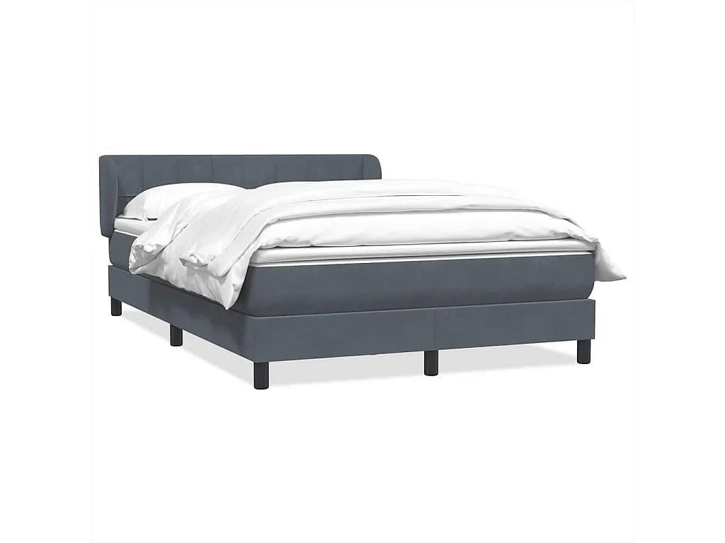 Cama box spring con colchón terciopelo gris oscuro 160x210 cm