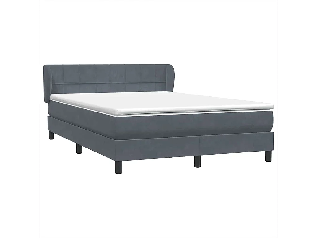 Cama box spring con colchón terciopelo gris oscuro 160x210 cm