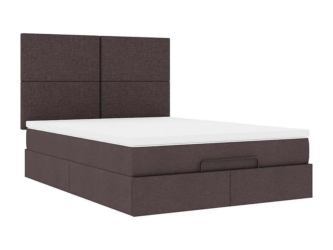 Estructura cama otomana colchón tela marrón oscuro 140x190cm