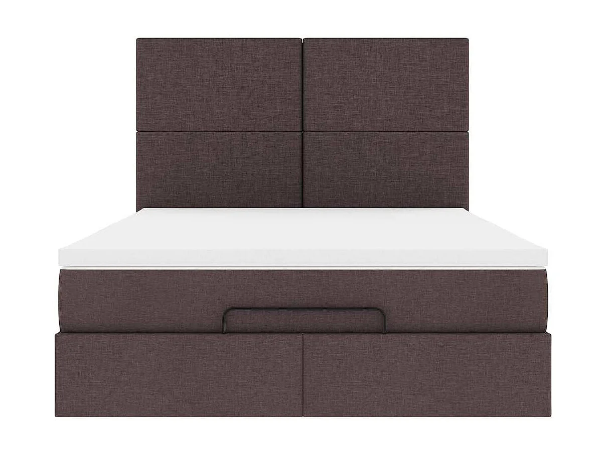 Estructura cama otomana colchón tela marrón oscuro 140x190cm