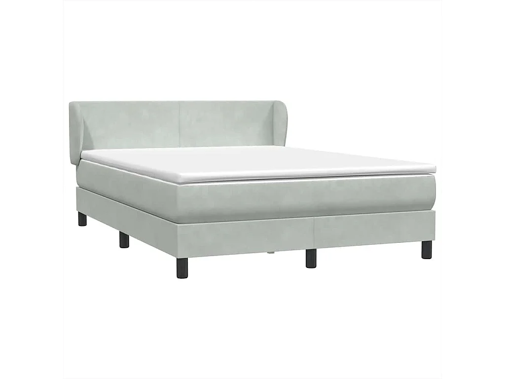 Boxspring met matras fluweel lichtgrijs 160x220 cm
