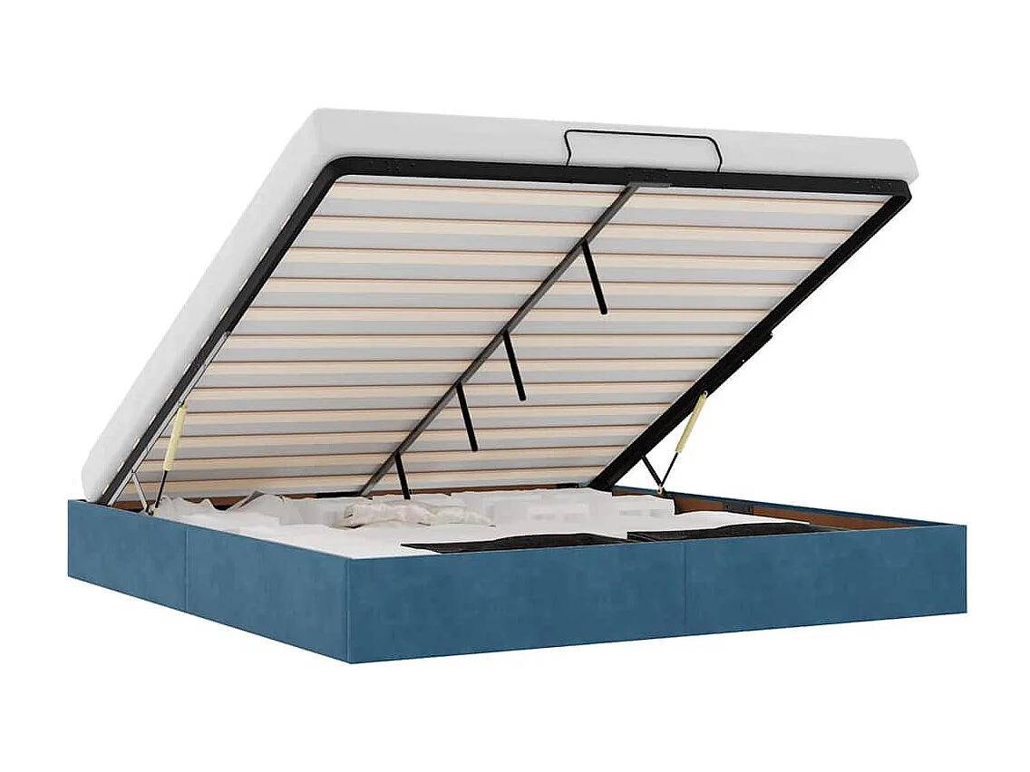 Cadre de lit ottoman sans matelas bleu foncé 200x200 cm velours