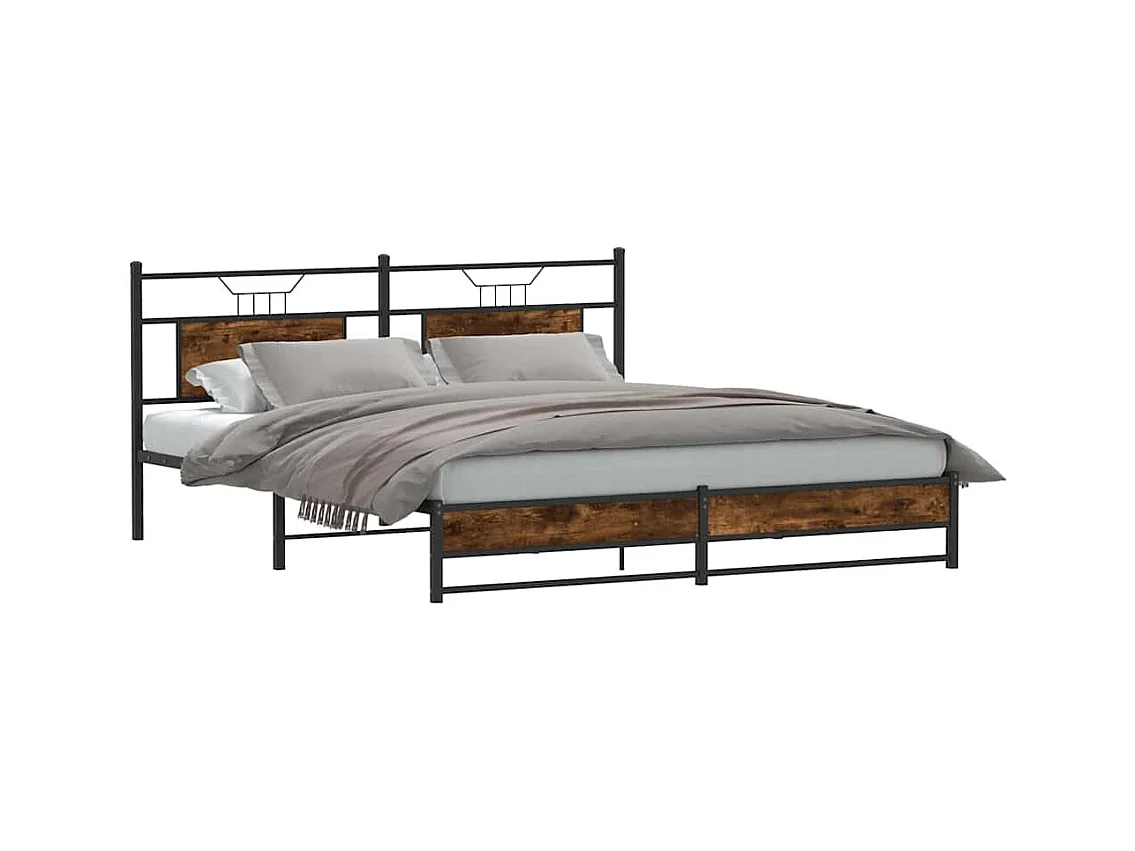 Cadre de lit sans matelas chêne fumé 160x200 cm bois ingénierie