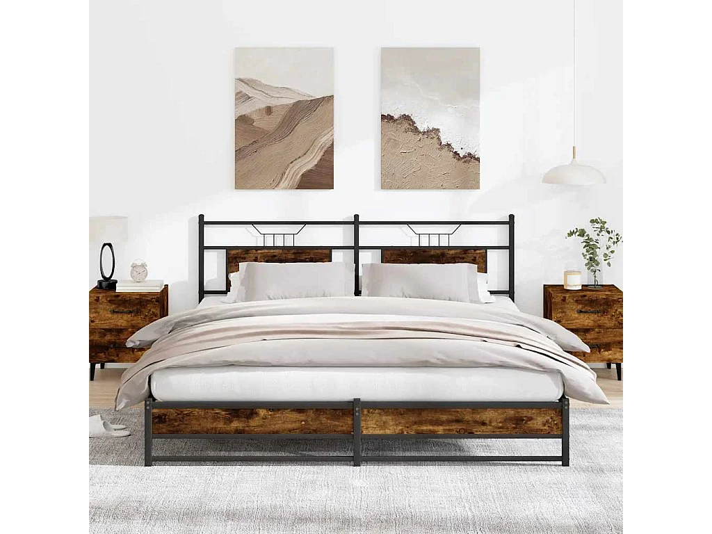 Cadre de lit sans matelas chêne fumé 160x200 cm bois ingénierie