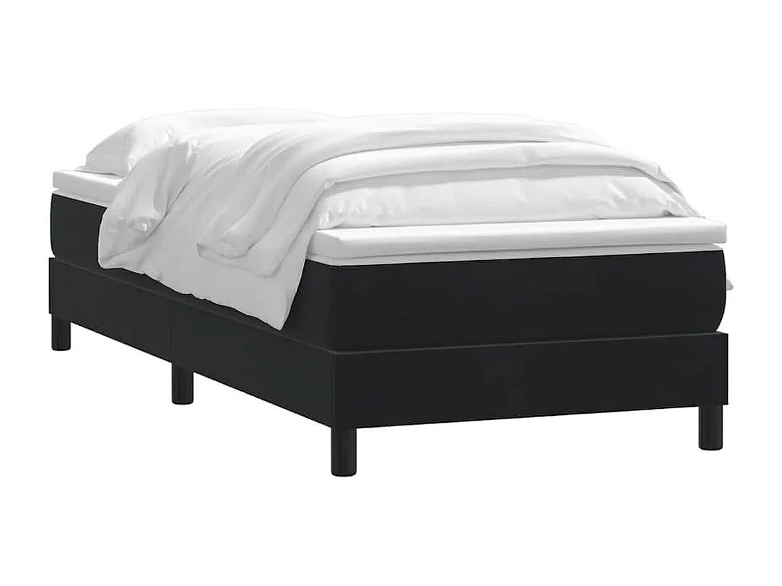 Cama box spring con colchón terciopelo negro 90x220 cm