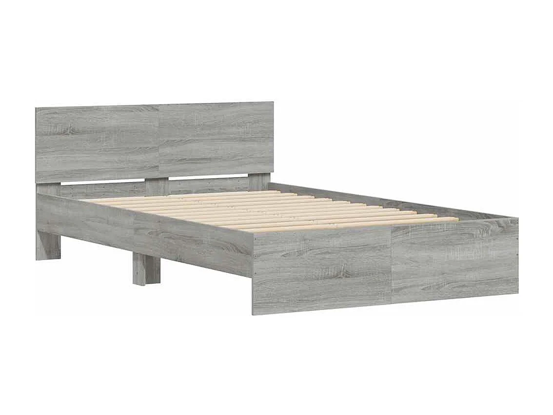 Estrutura cama com cabeceira/luzes LED 120x200cm cinzento sonoma