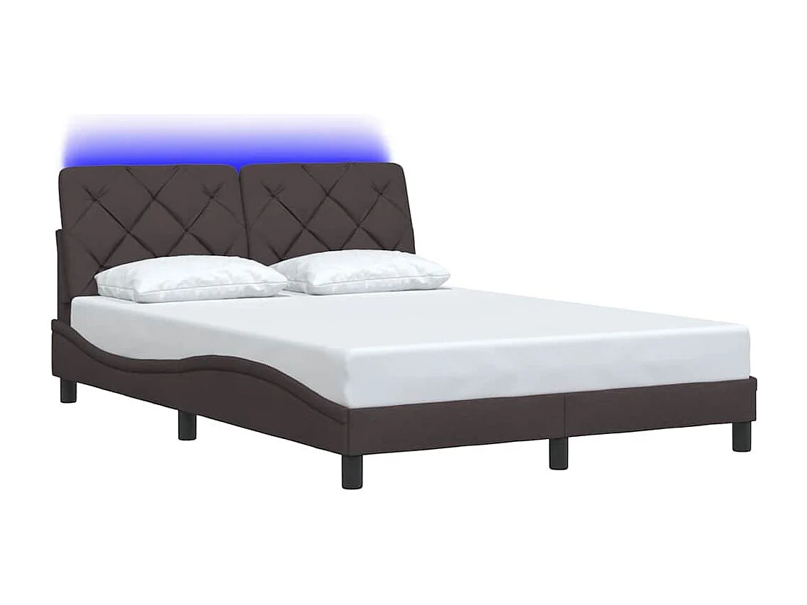Cadre de lit avec LED sans matelas marron foncé 120x200cm tissu