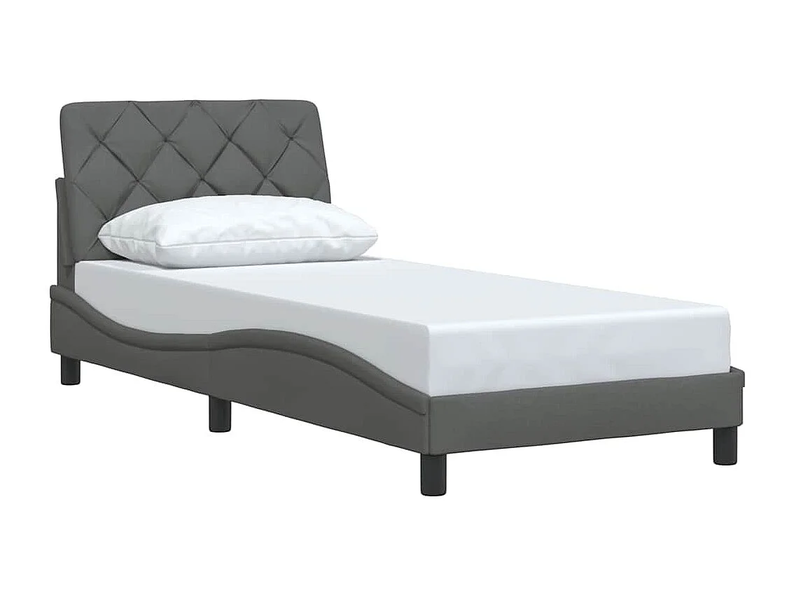 Cadre de lit sans matelas gris foncé 90x190 cm tissu