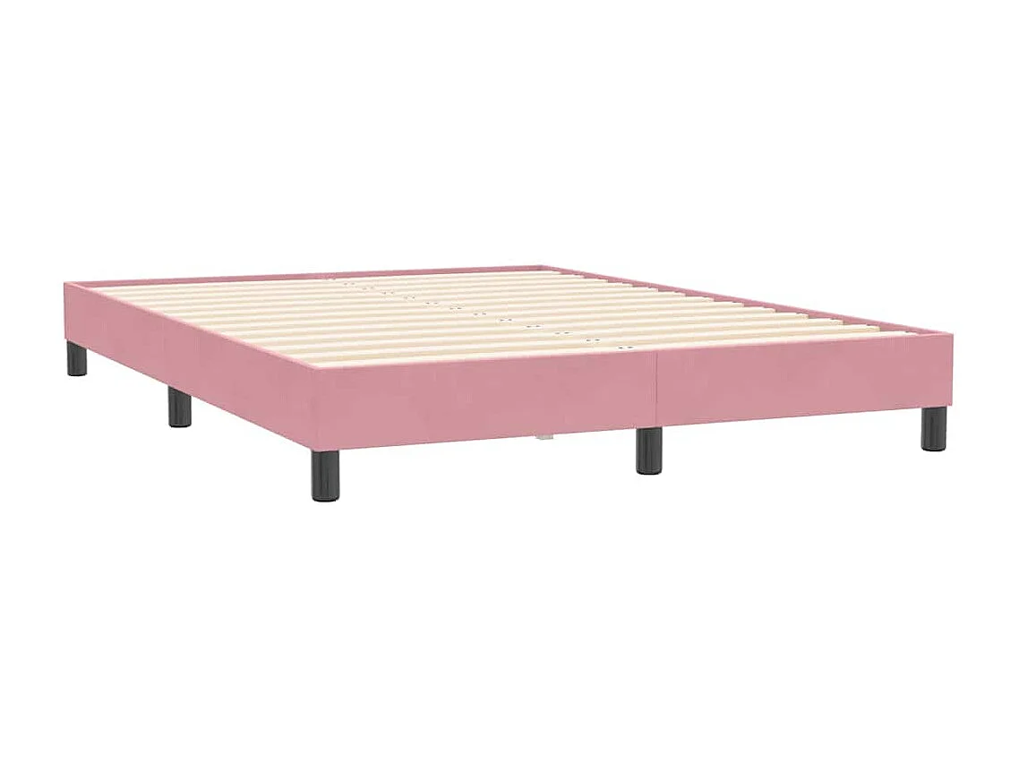 Cama box spring com colchão 160x210 cm veludo rosa