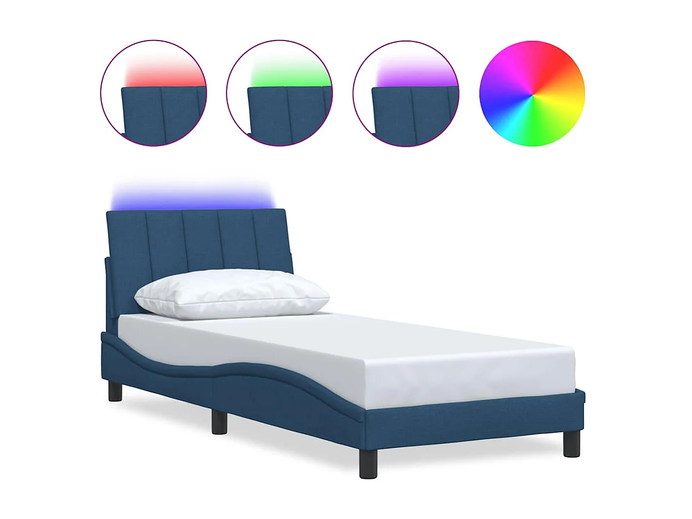 Cadre de lit sans matelas bleu 80x200 cm tissu