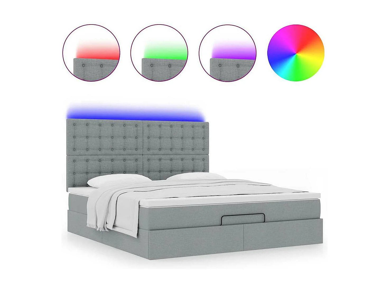 Cadre de lit ottoman avec matelas taupe 180x200 cm tissu