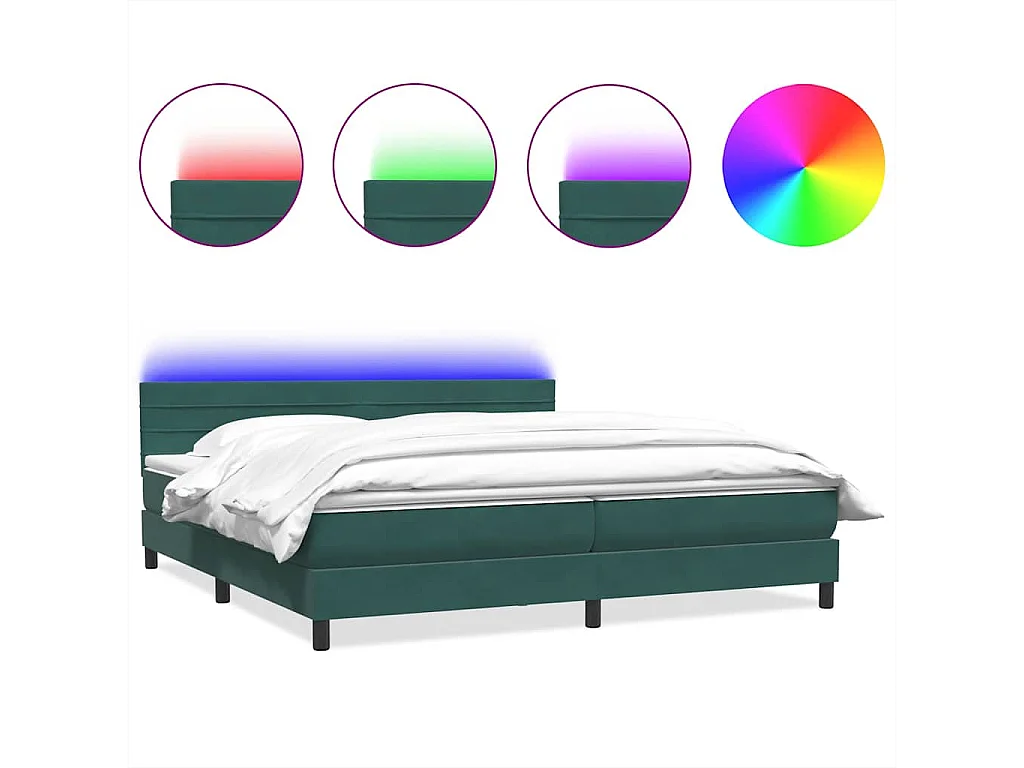 Sommier à lattes de lit et matelas vert foncé 180x210cm velours