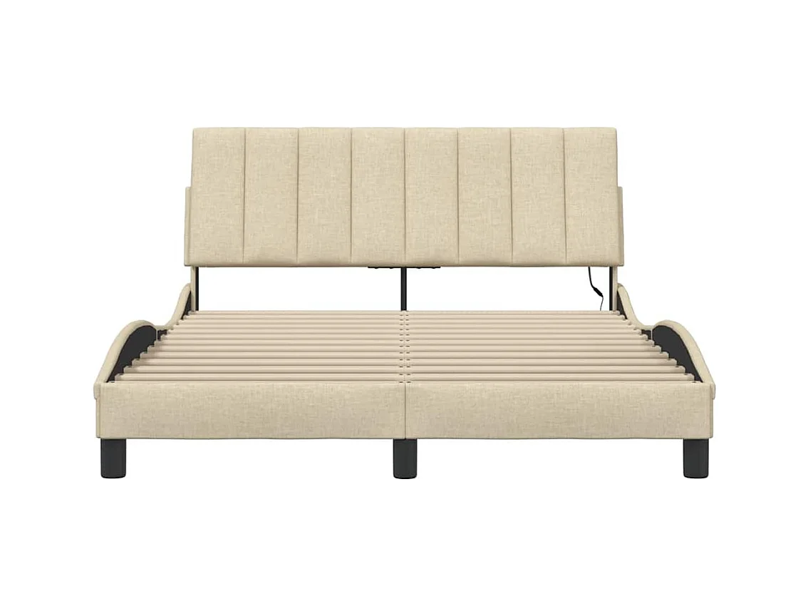 Cadre de lit sans matelas crème 140x190 cm tissu