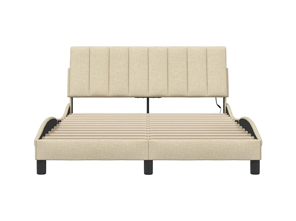 Cadre de lit sans matelas crème 140x190 cm tissu