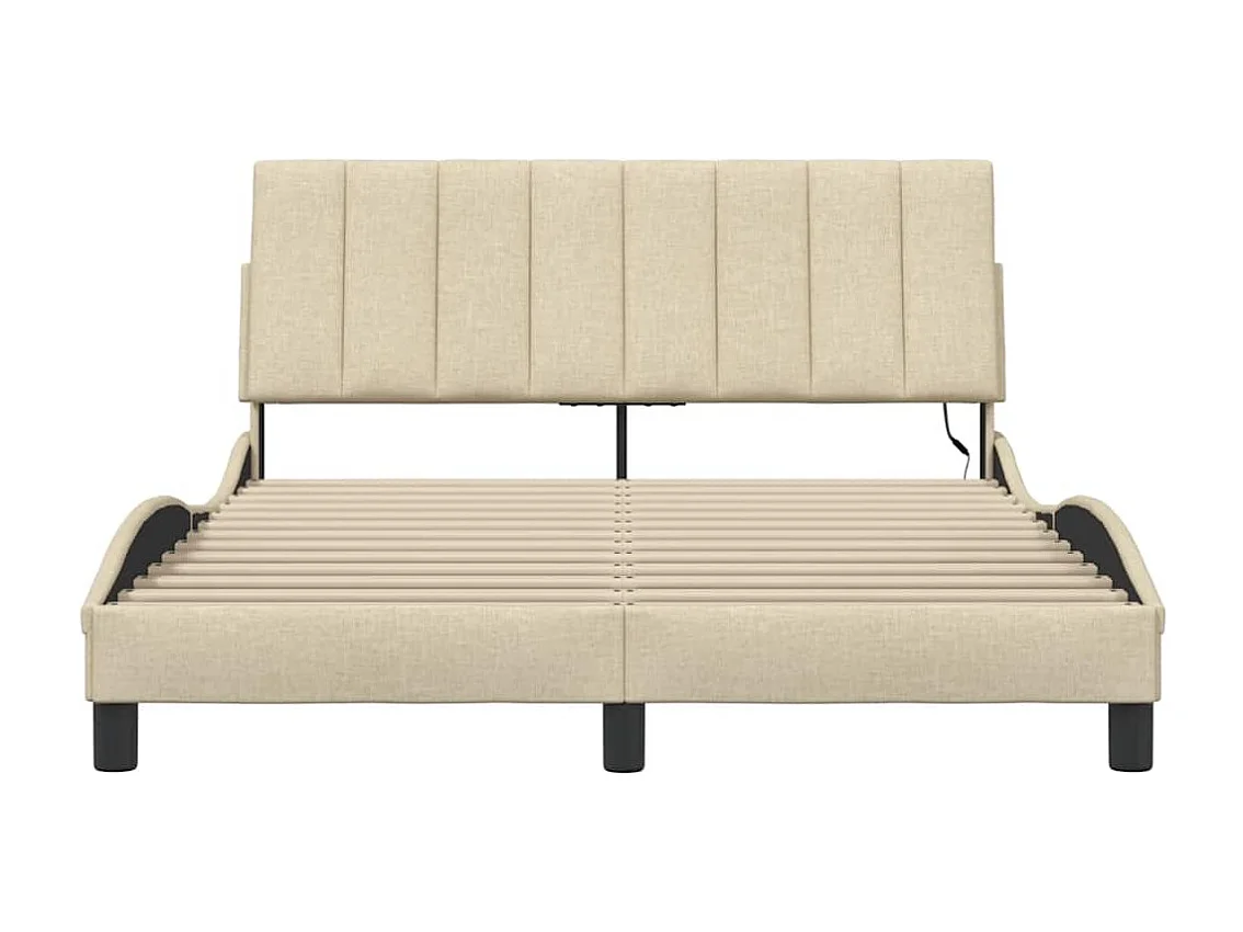 Cama sin colchón tela color crema 140x190 cm