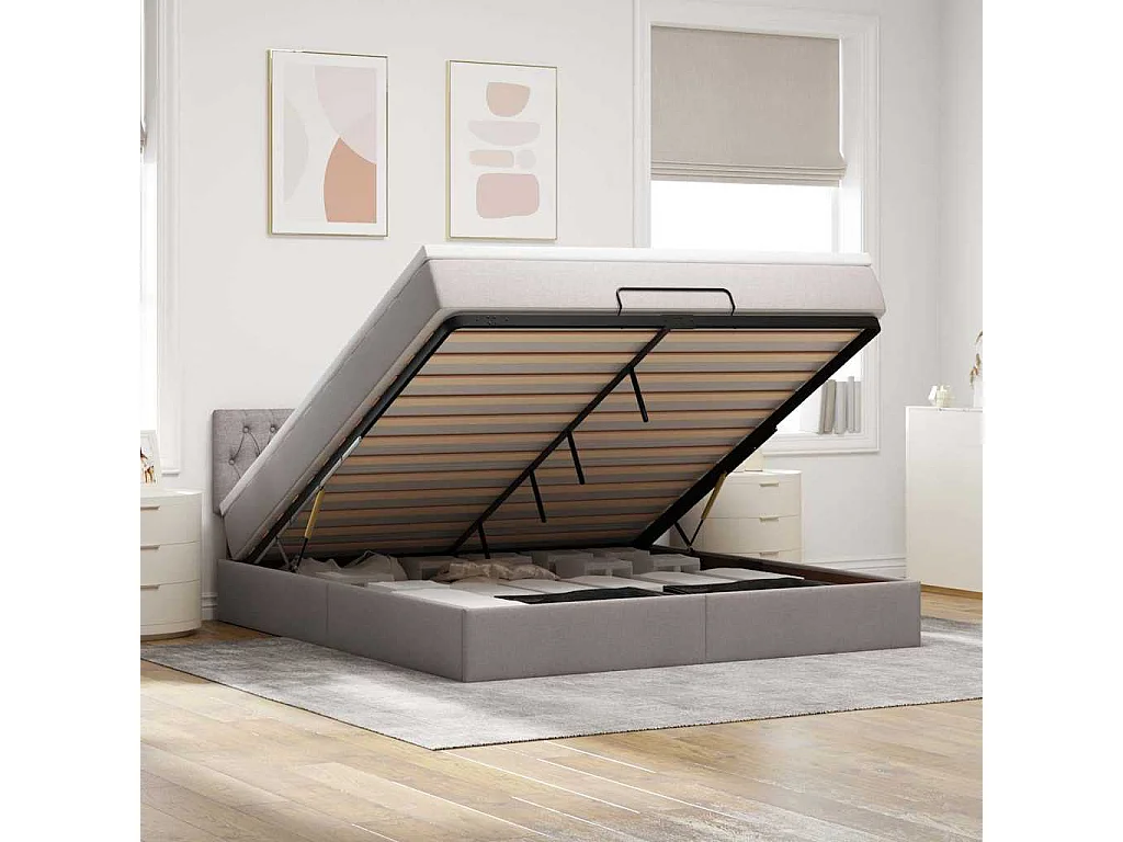 moldura de cama otomana  com tecido Taupe 180x200cm