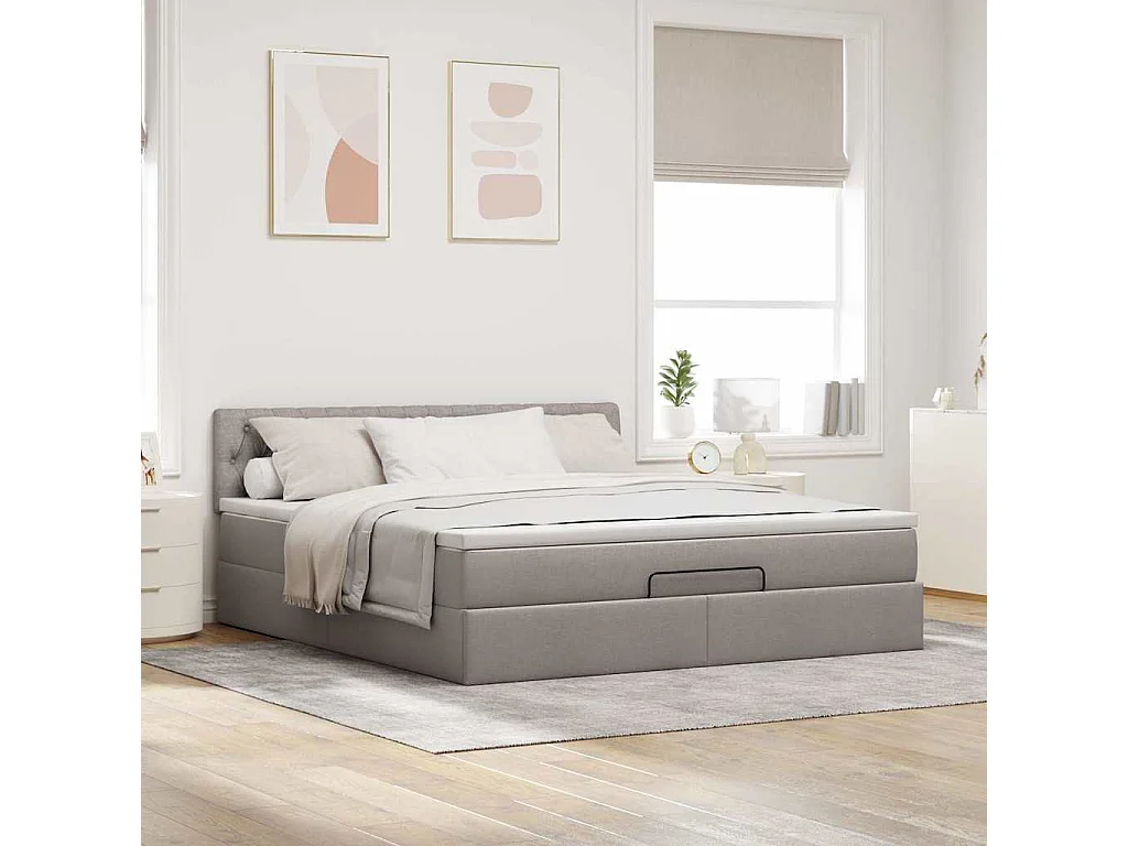 moldura de cama otomana  com tecido Taupe 180x200cm
