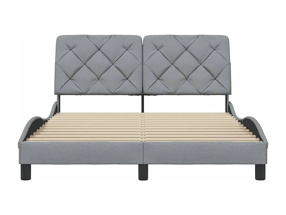 Estrutura de cama sem colchão 140x190 cm tecido cinzento-claro