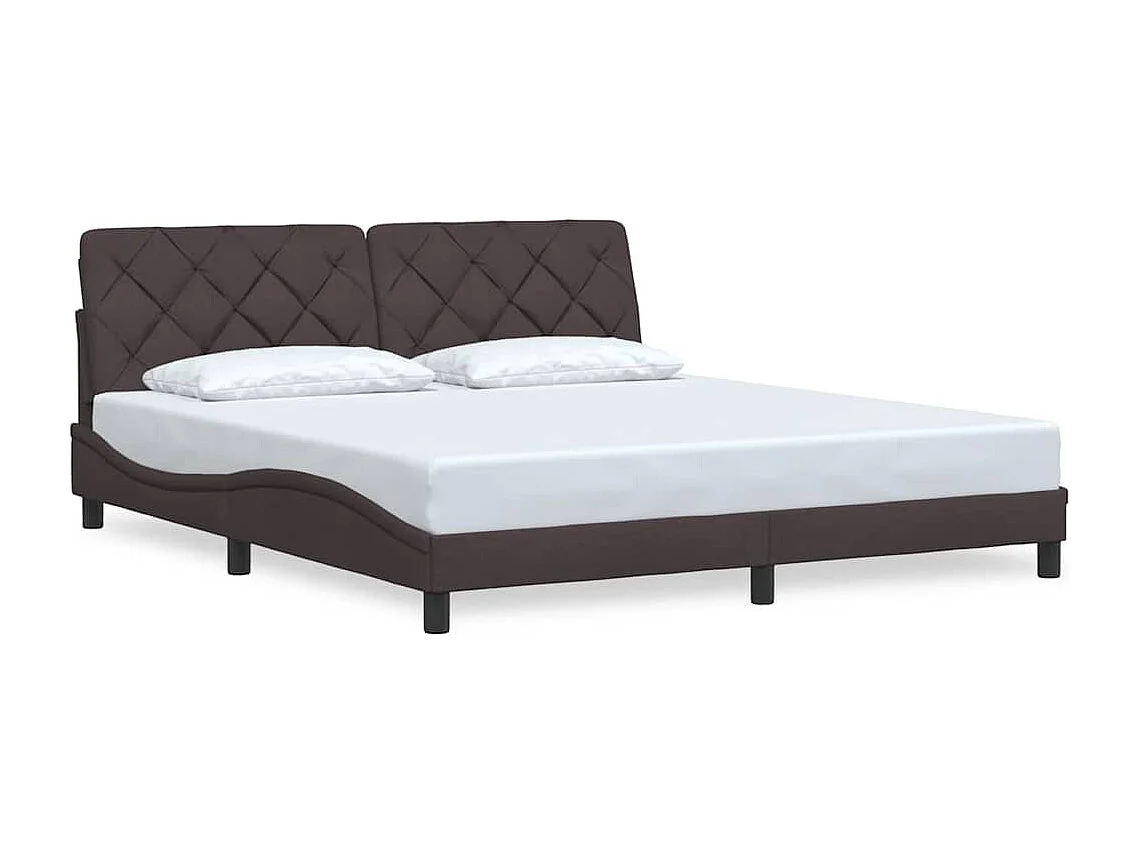 Cadre de lit sans matelas marron foncé 180x200 cm tissu