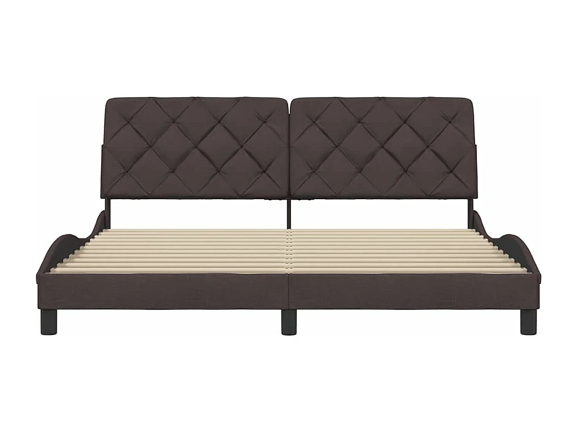 Cadre de lit sans matelas marron foncé 180x200 cm tissu