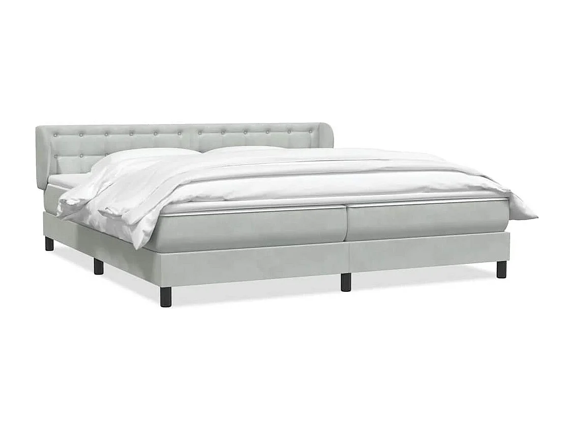 Cama box spring con colchones terciopelo gris claro 180x220 cm