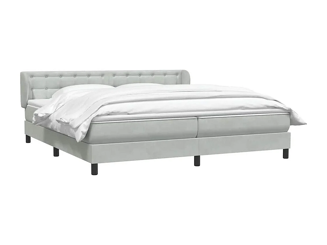 Cama box spring con colchones terciopelo gris claro 180x220 cm