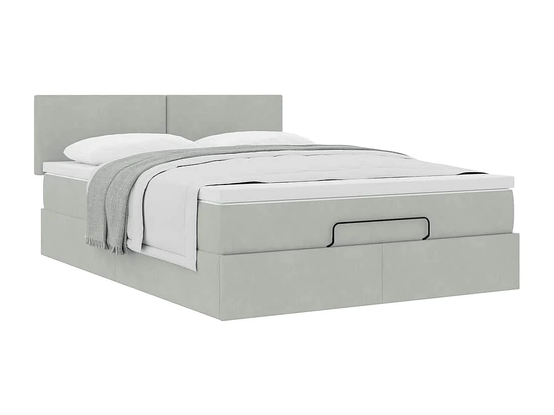 Estrutura de cama otomana com colchão 140x190 cm cinzento claro