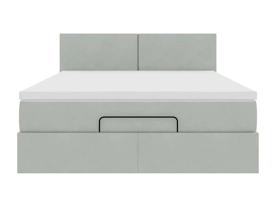 Estrutura de cama otomana com colchão 140x190 cm cinzento claro