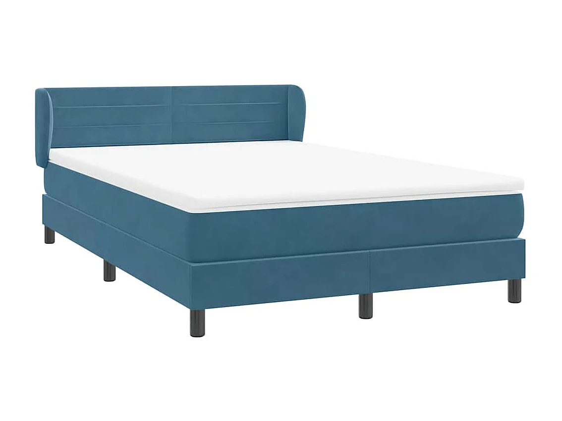 Cama box spring com colchão 160x210 cm veludo azul escuro