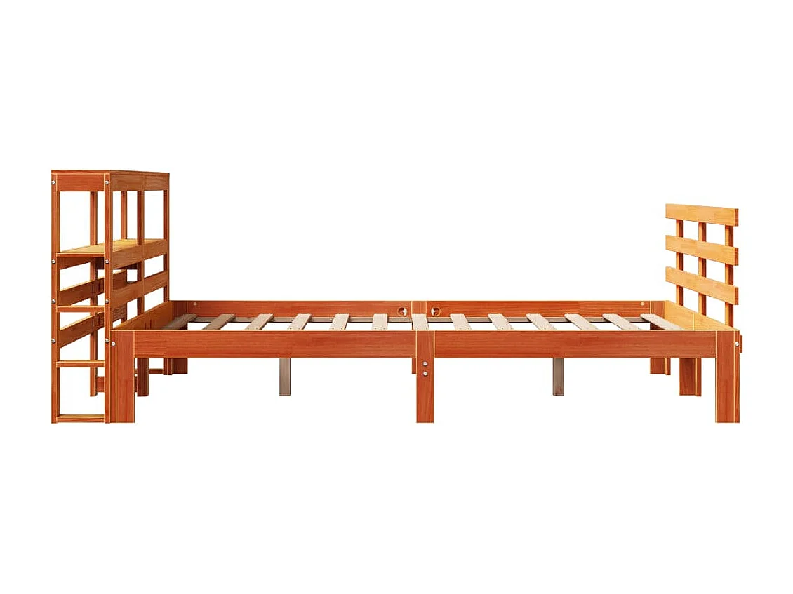 Cadre de lit et tête de lit sans matelas cire marron 140x190 cm