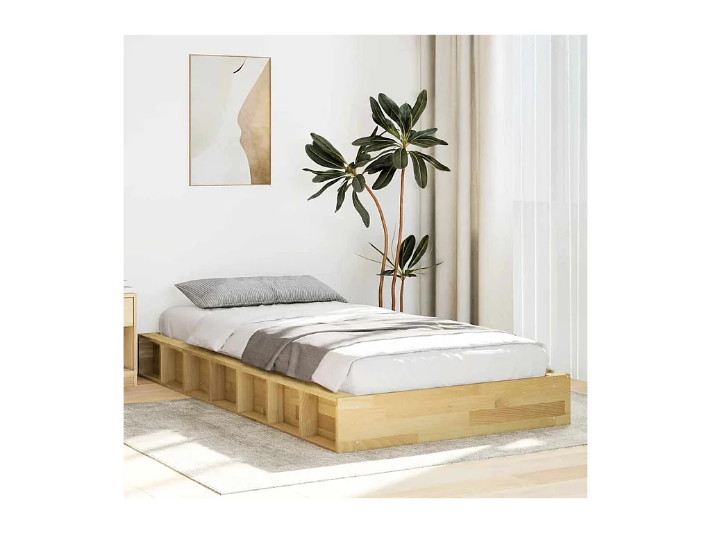 Cadre de lit sans matelas 90x200 cm bois massif de chêne
