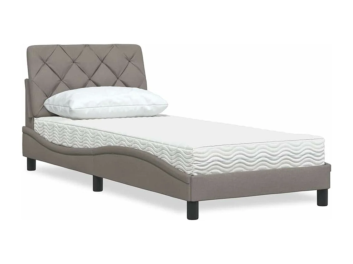 Lit avec matelas taupe 80x200 cm tissu