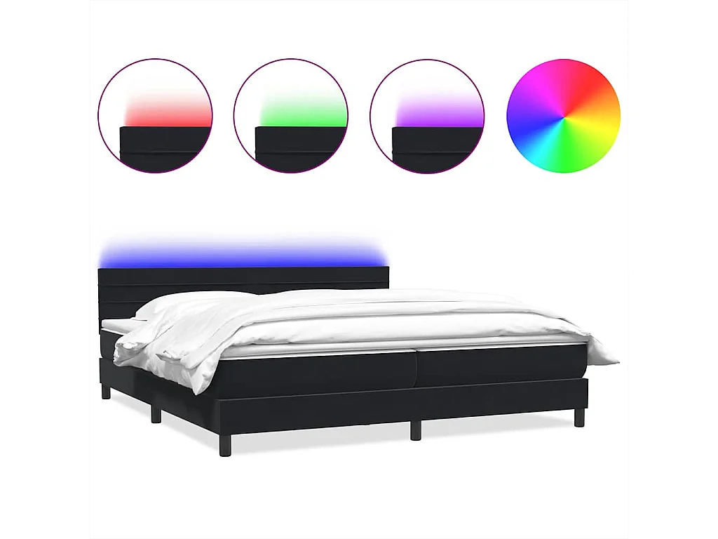 Cama box spring con colchón terciopelo negro 180x210 cm