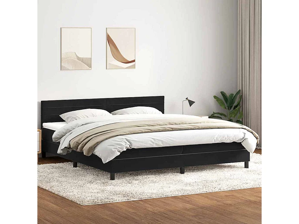 Cama com molas/colchão 180x210 cm veludo preto