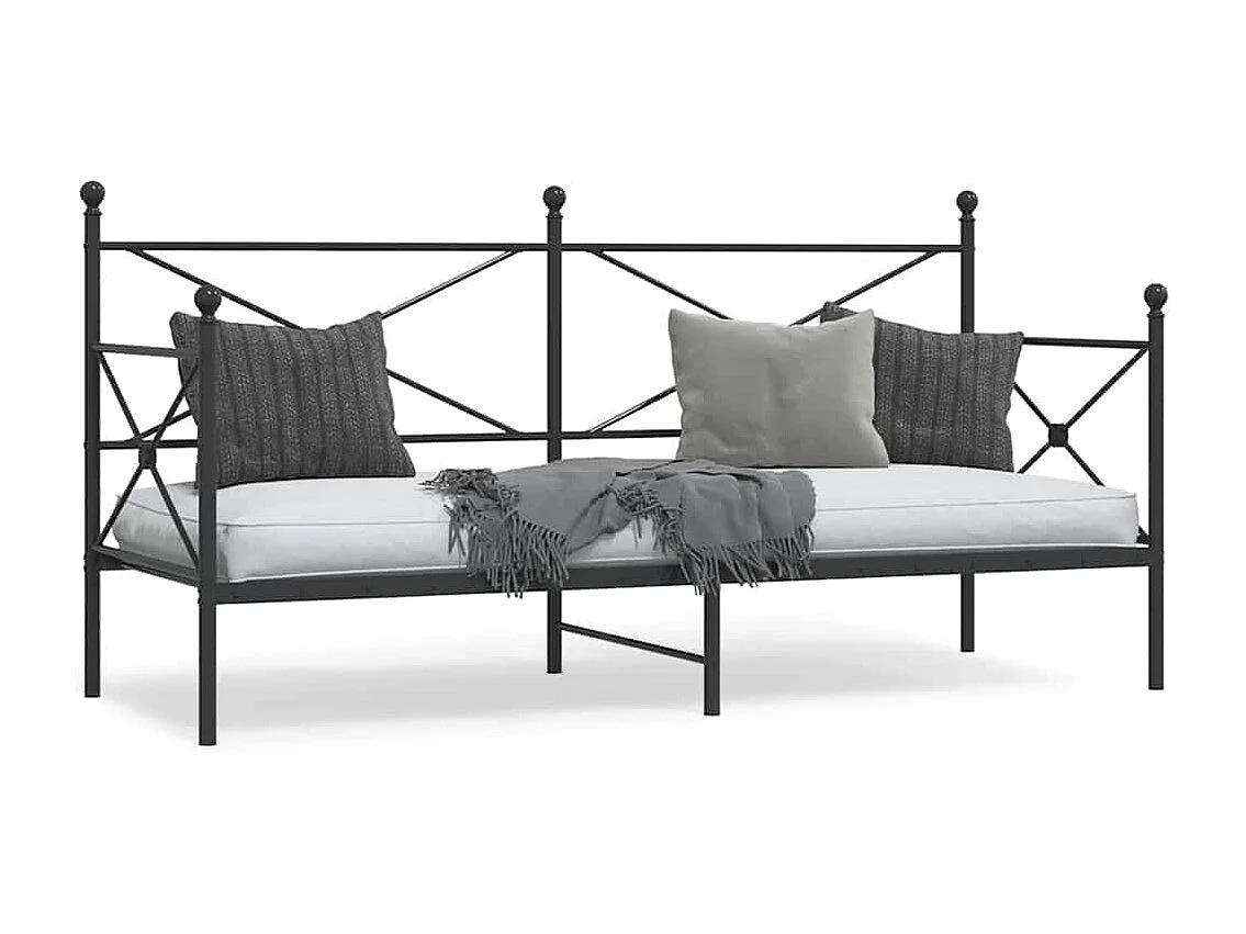 Lit de repos sans matelas noir 90x190 cm acier