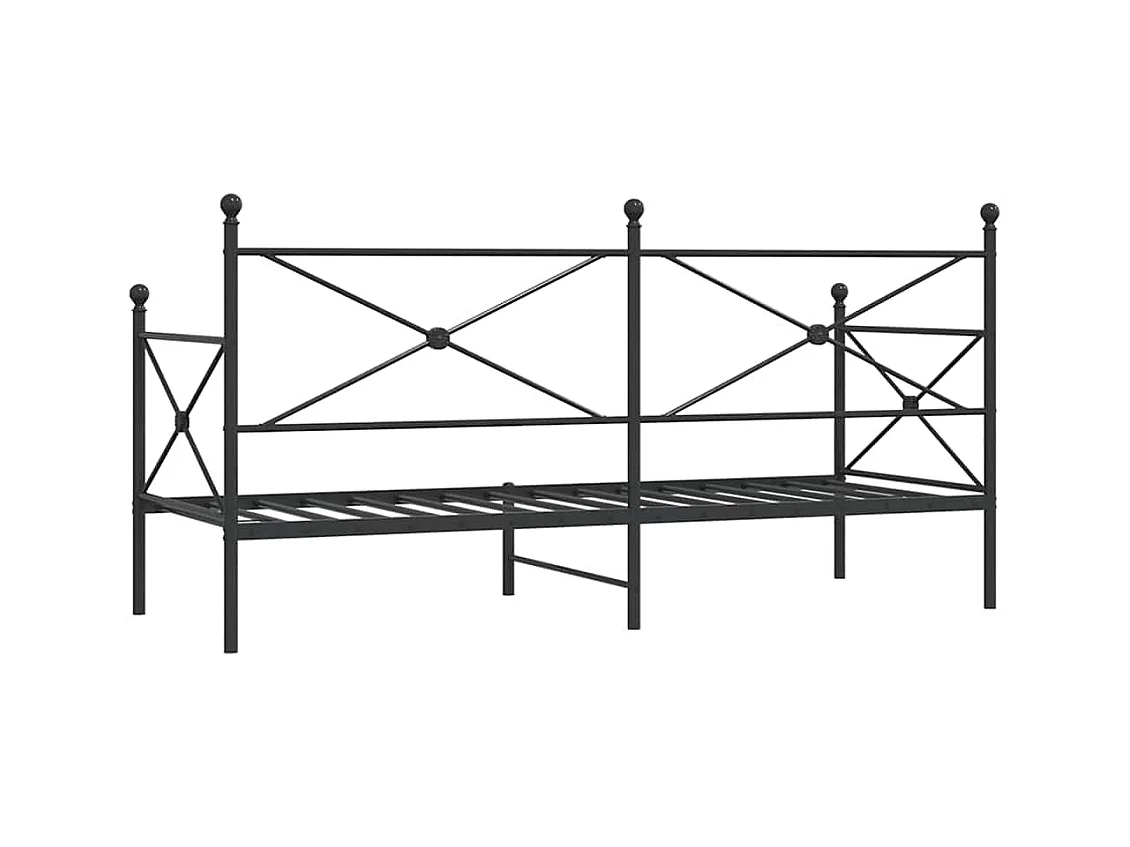 Sofá cama sin colchón terciopelo negro 90x190 cm acero