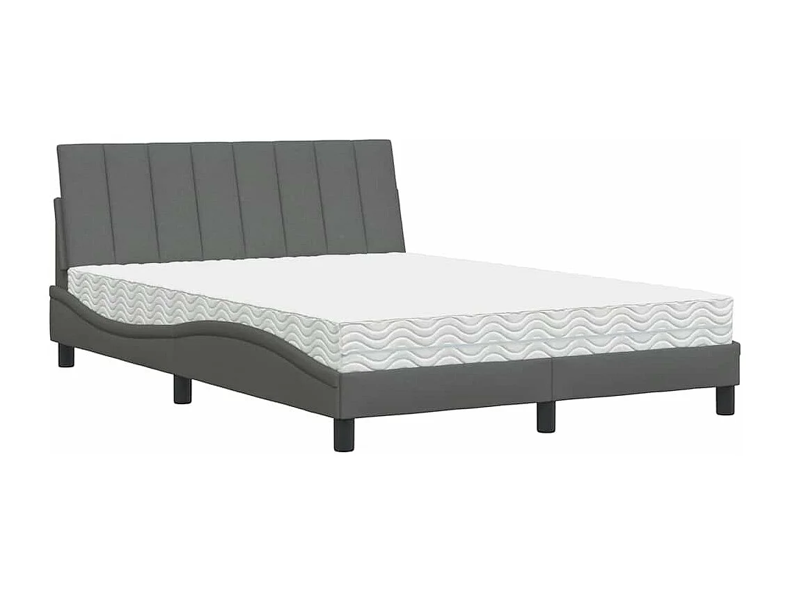 Lit avec matelas gris foncé 120x200 cm tissu