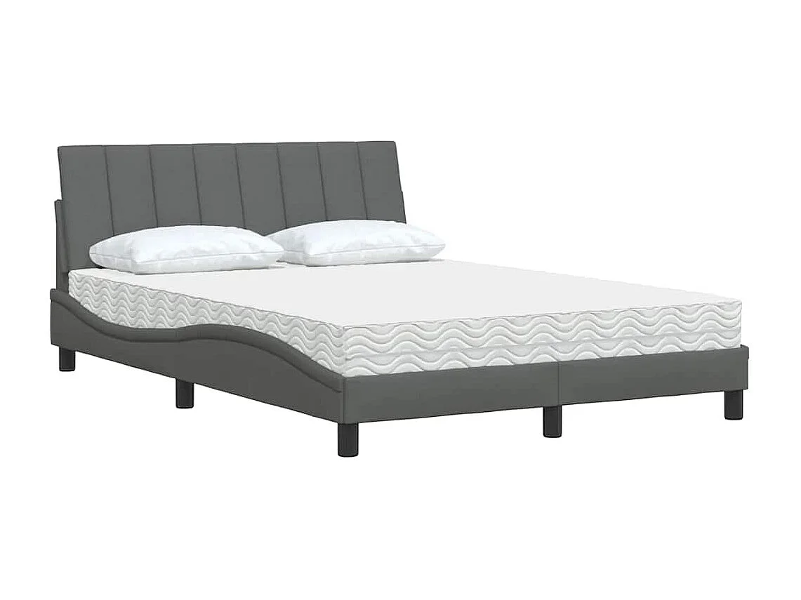 Lit avec matelas gris foncé 120x200 cm tissu