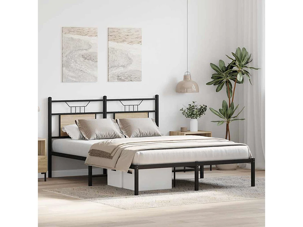 Cadre de lit sans matelas chêne sonoma 137x190 cm