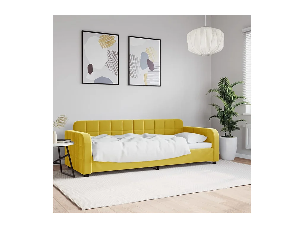 Lit de repos jaune 80x200 cm velours