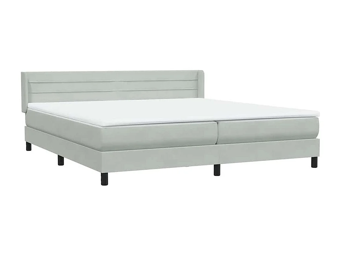 Cama box spring con colchón terciopelo gris claro 180x210 cm