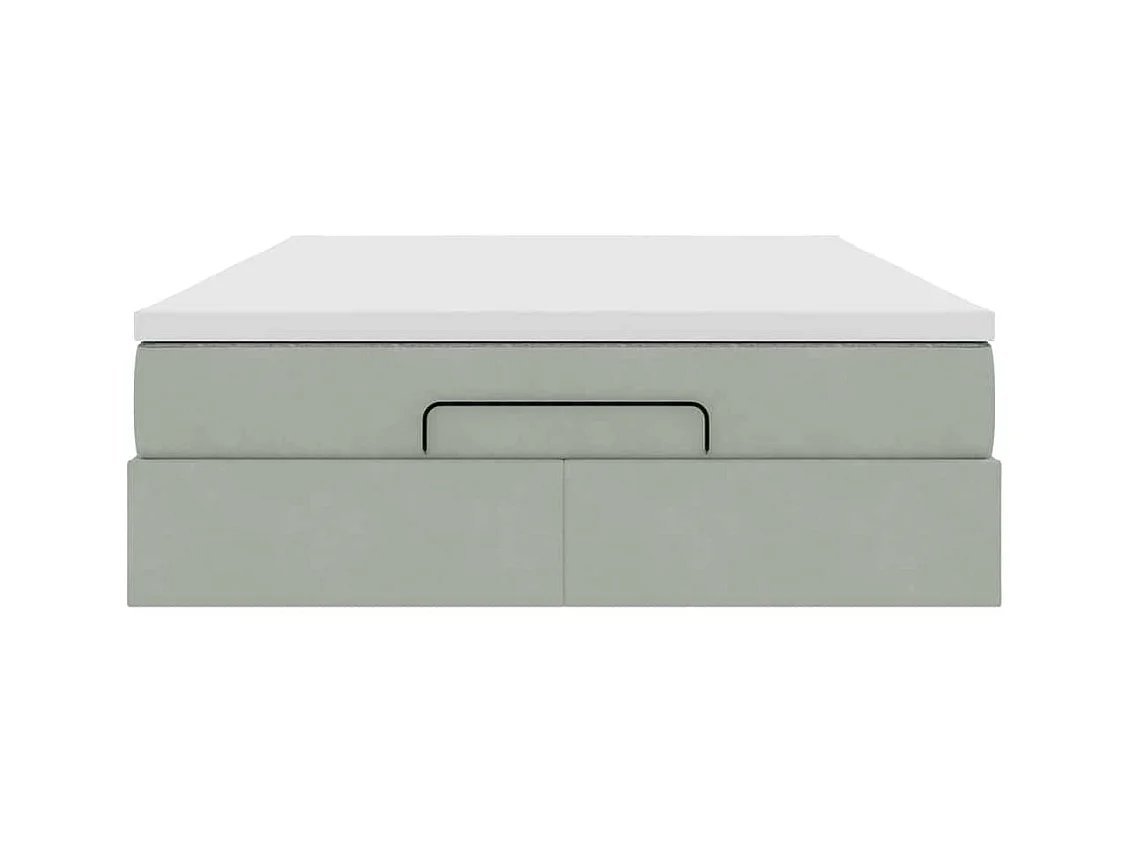 Cadre de lit ottoman et matelas gris clair 140x190 velours