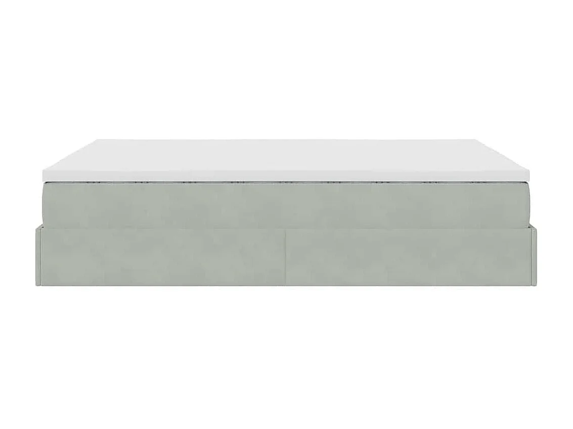 Cadre de lit ottoman et matelas gris clair 140x190 velours