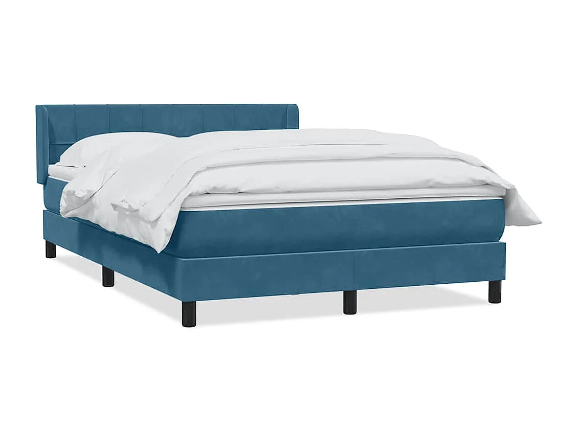 Cama box spring com colchão 160x210 cm veludo azul escuro