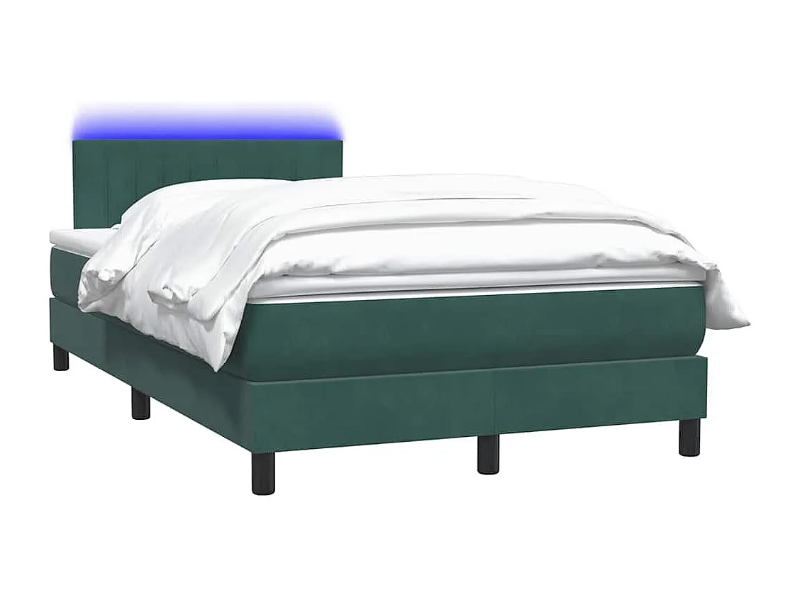 Cama box spring con colchón terciopelo verde oscuro 120x220 cm