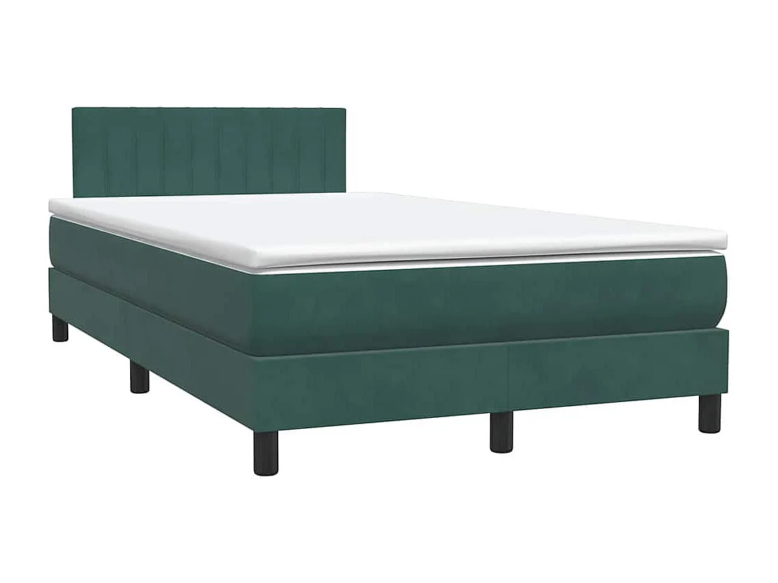 Cama box spring con colchón terciopelo verde oscuro 120x220 cm