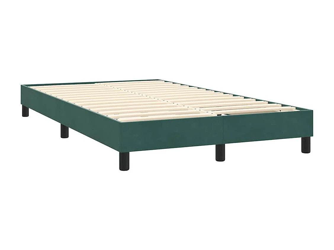 Cama box spring con colchón terciopelo verde oscuro 120x220 cm